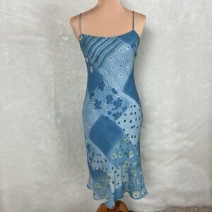 Vintage 90s Y2K Charlotte Russe Blue Floral Patchwork Slip Dress 3